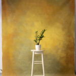 Coffee Cream + Luxor Gold Painted Double-sided Canvas Backdrop 8x9ft -RN#59(1)