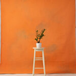Papaya Orange Painted Canvas Backdrop RN#131-9X10(3)